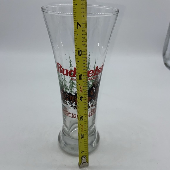 Budweiser Beer Glasses 1996 Plisner VTG Clydesdale Christmas Glass 7" Lot Of 2 - Picture 16 of 16